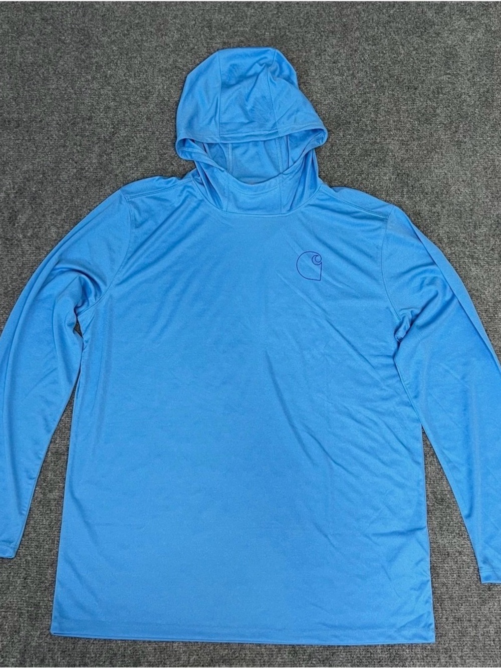 Carhartt Force Sun Defender Lightweight Hoodie - Blue Long Sleeve Men's M